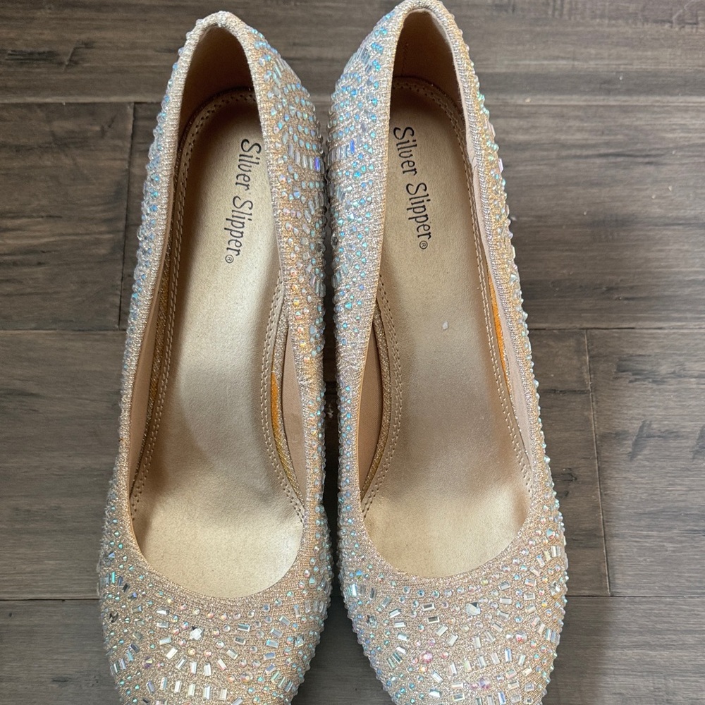 Women's Glittering Tan Heels